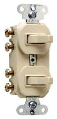 Pass & Seymour 693I 15 Amps 120/277V - Double Three-way Combination Switch, Non-Grounding - Ivory