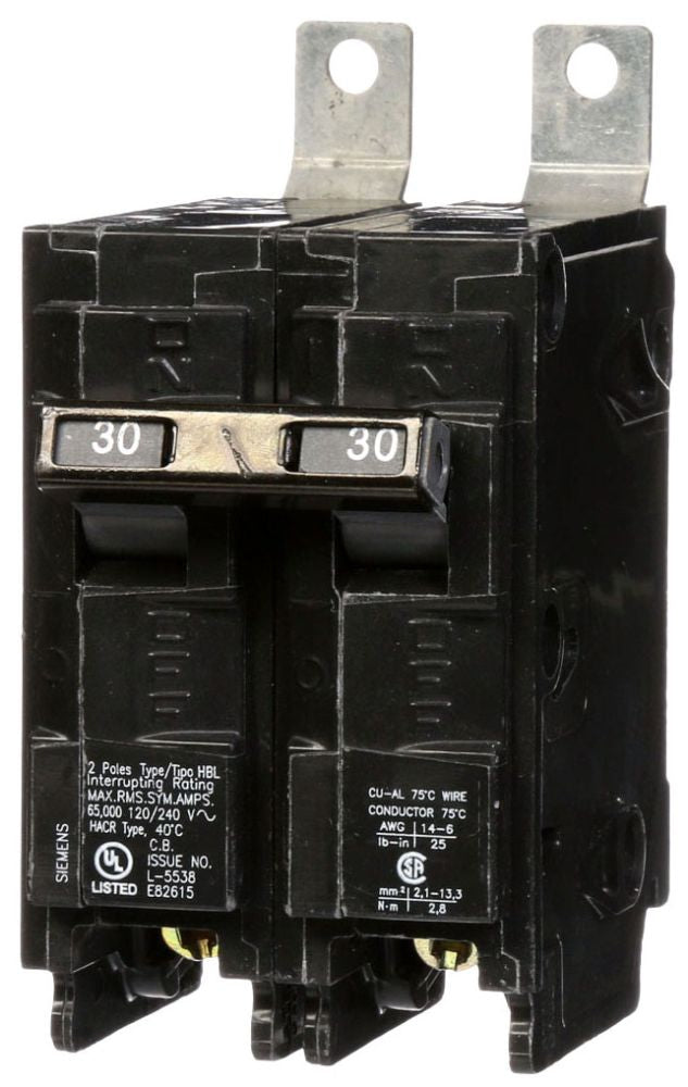 Siemens B230H00S01 2-Pole 30 Amp 120/240 VAC 22 kA 120 Volt Shunt Trip Bolt-On Molded Case Circuit Breaker