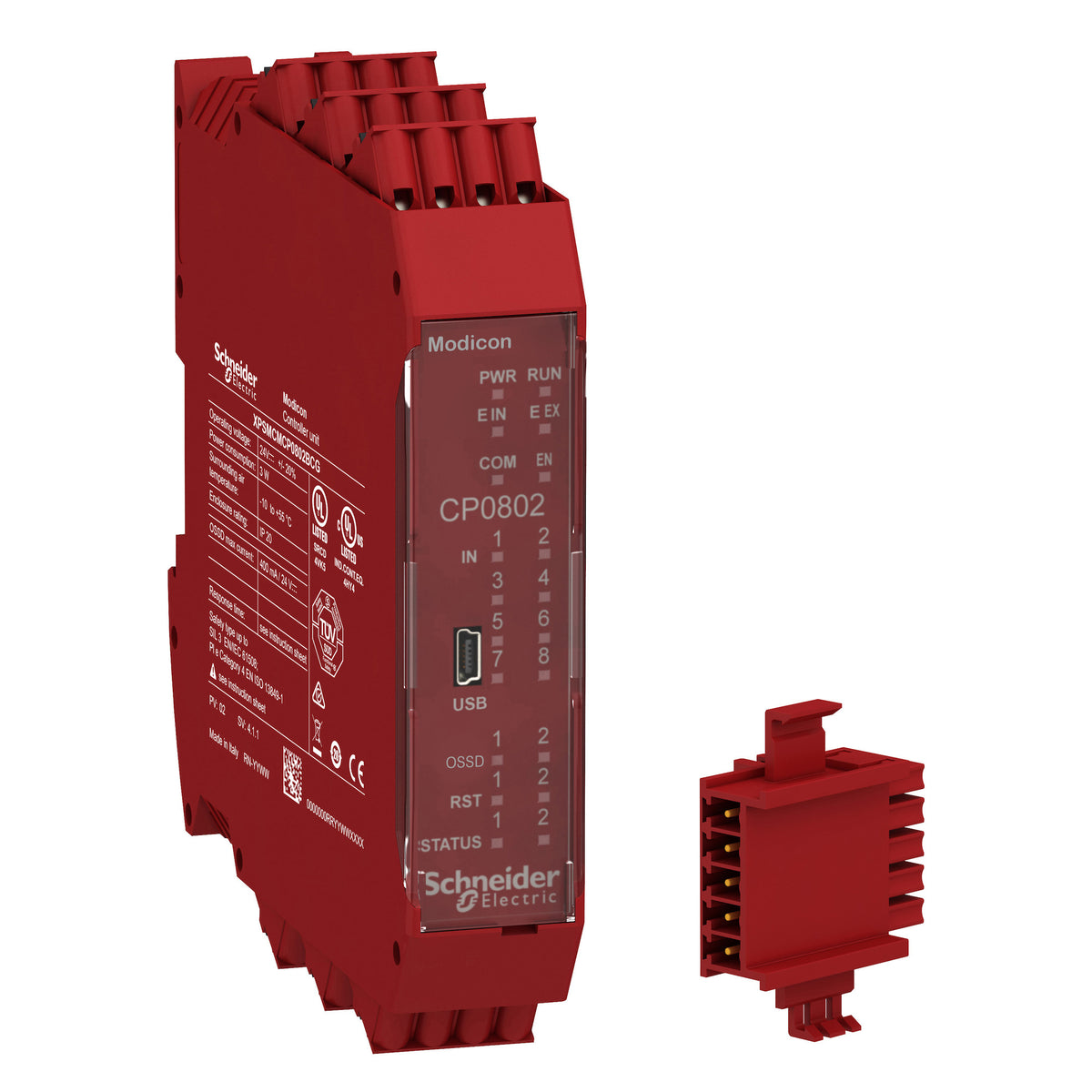 Schneider Electric XPSMCMCP0802BCG safety controller, Modicon MCM, combined with backplane expansion connector, spring