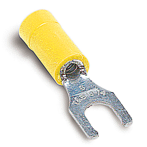 ABB 10RC-10FL Thomas & Betts 12-10 AWG Wire Range #10 Bolt Hole Yellow Insulated Vinyl Locking Fork Terminal