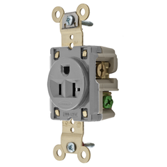 Hubbell HBL5361GRY 20 Amp 125 Volt 2-Pole 3-Wire NEMA 5-20R Gray Single Straight Blade Receptacle