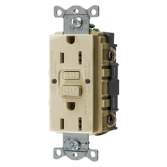 Hubbell GFRST15I 15 Amp 125 Volt NEMA 5-15R Ivory Commercial Standard GFCI Receptacle