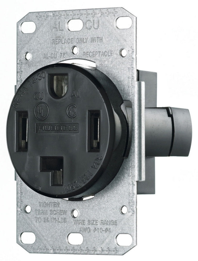 Hubbell Wiring RR430F Power Receptacle 30A 125/250V Single Receptacle