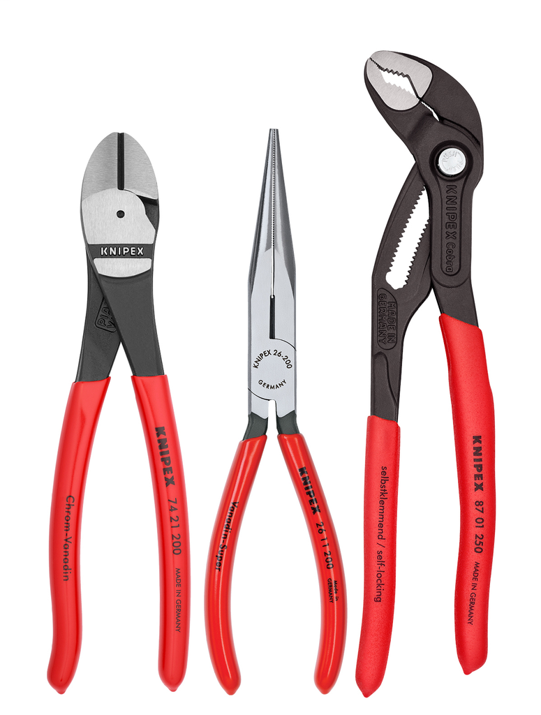 Knipex 002008US2 3Pc Universal Pliers Set 8 Long Nose Pliers 10 Cobra Pliers