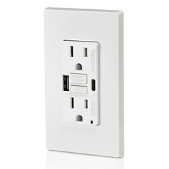 Leviton GUAC1-W 15A GFCI COMBO Type AC USB WH Dist