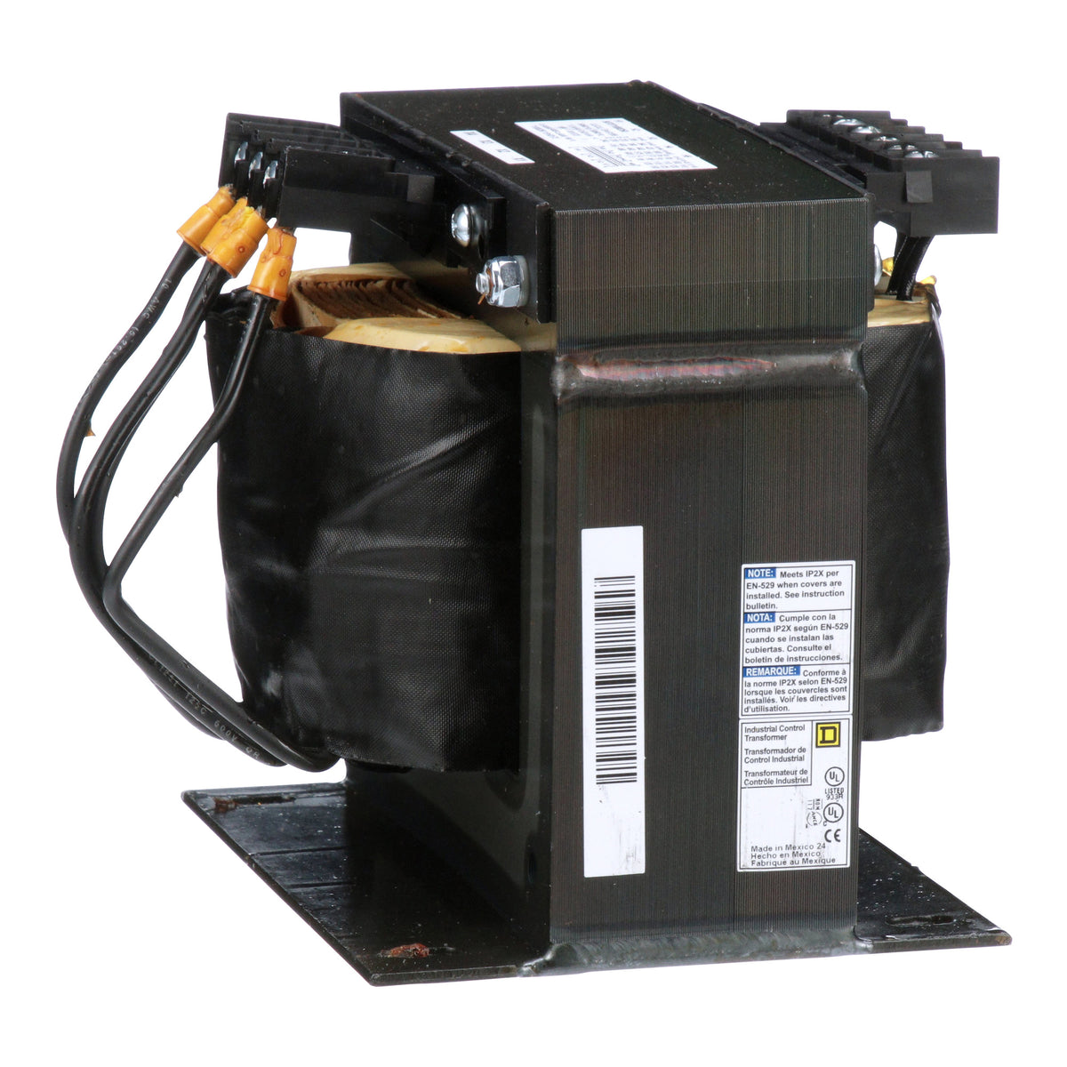 Square D 9070T1000D50 Transformer, Type T, Industrial Control, 1000VA, 1 Phase, 240/416/480/600V Primary, 99/120/130V Secondary, 115C Rise