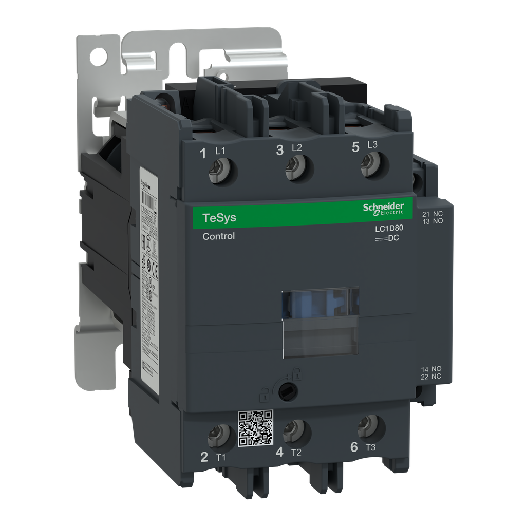 Schneider Electric LC1D80BD 600 VAC 80 Amp 3-Pole 1NO 1NC Screw Terminal Full Voltage Non-Reversing IEC Contactor