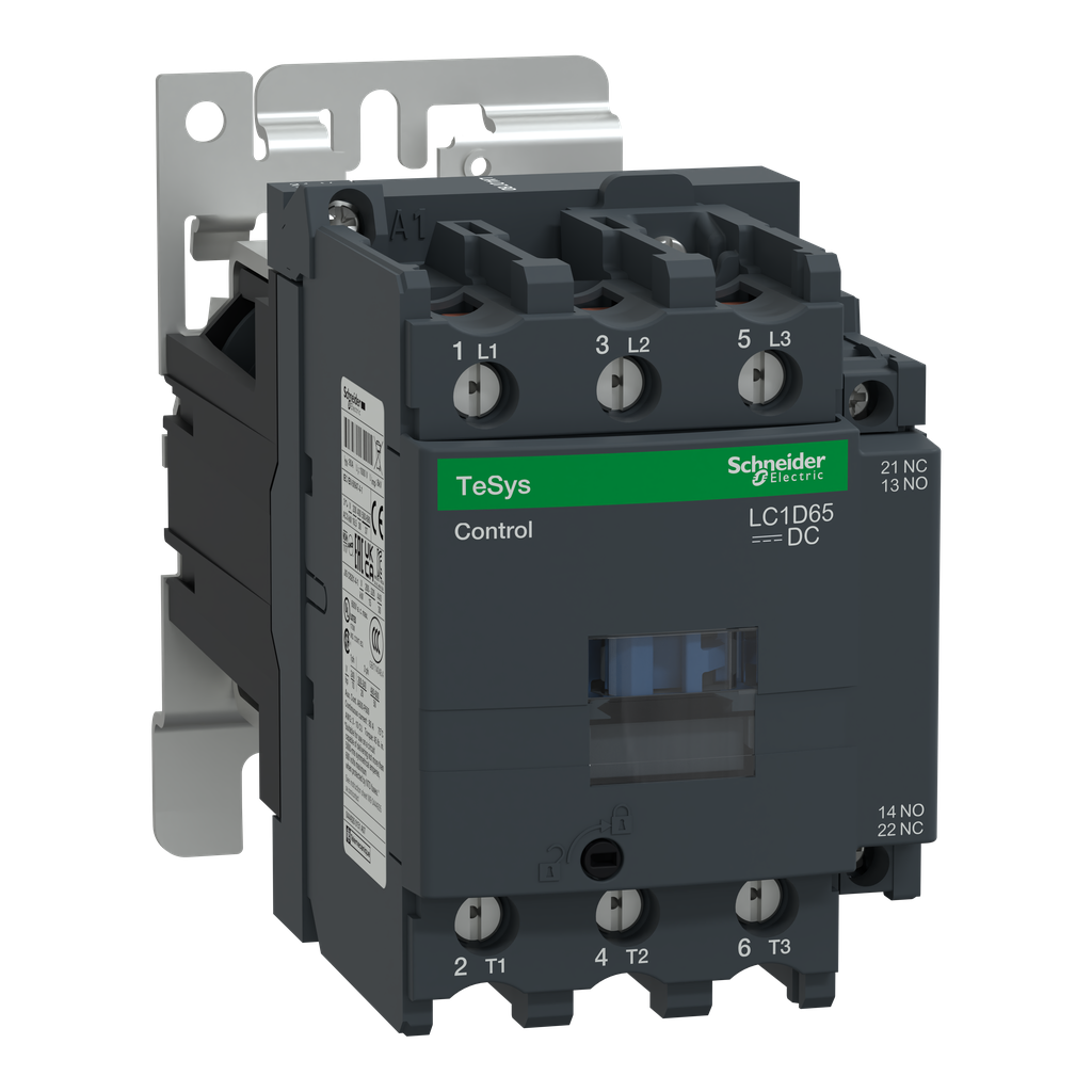 Schneider Electric LC1D65BD 600 VAC 65 Amp 3-Pole 1NO 1NC Screw Terminal Full Voltage Non-Reversing IEC Contactor