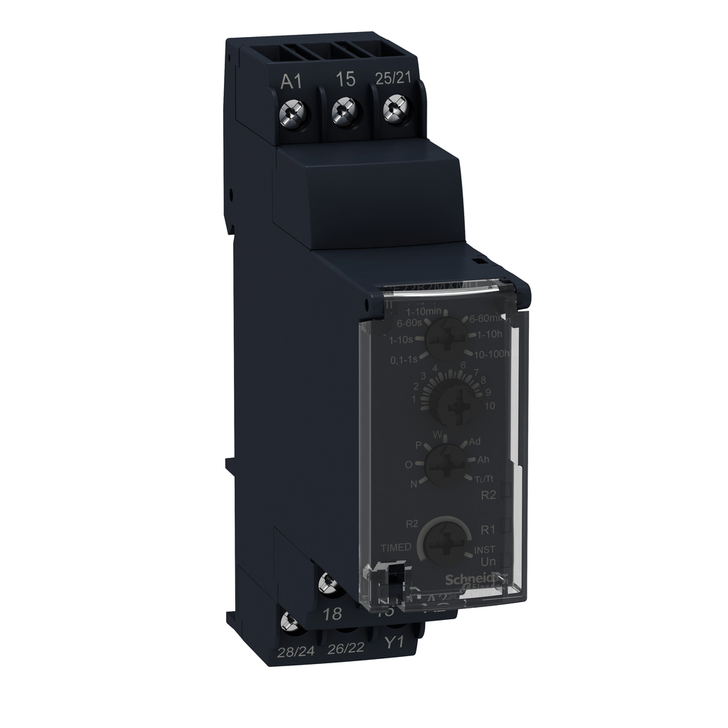 Schneider Electric RE22R2MMU multifunction relay, 8A, 2CO, 0.1s to 100h, 24V DC or 24...240V AC DC