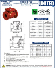 United Water Products 8700-140 Swing Check Valve 300 psi 4 In