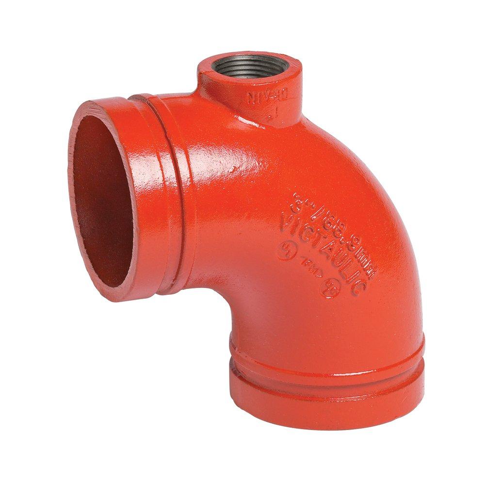 Victaulic F024010PDR FireLock Style 10 2-1/2 in. Orange Enamel Ductile Iron Drain Sprinkler Elbow