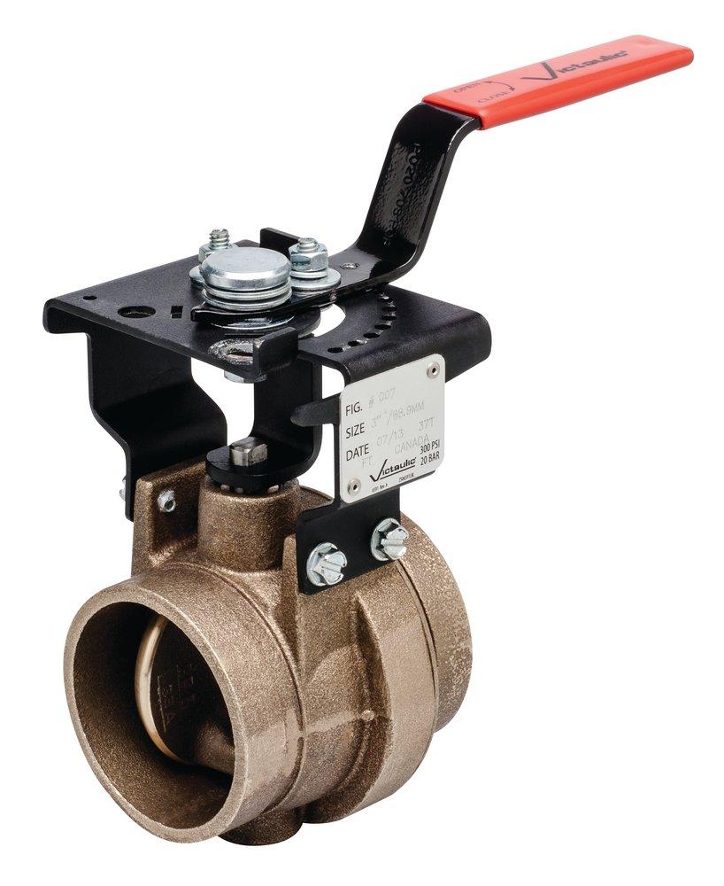 Victaulic V060608NE2 Series 608N 6 in. Brass Grooved Fluoroelastomer Locking Lever Handle Butterfly Valve