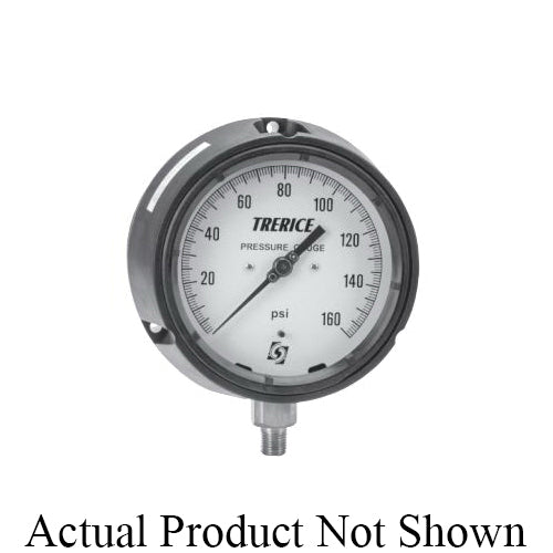 Trerice 450SS4504LA160 450 Dry Pressure Gauge 0 to 160 psi Pressure 1/2 in MNPT Connection 4-1/2 in Dia Dial 0-5 Accuracy