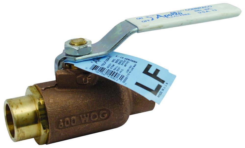 Apollo Valves 70LF20701 70LF-200 Series 1-1/2 Inch Bronze Standard Port Solder 600# Ball Valve