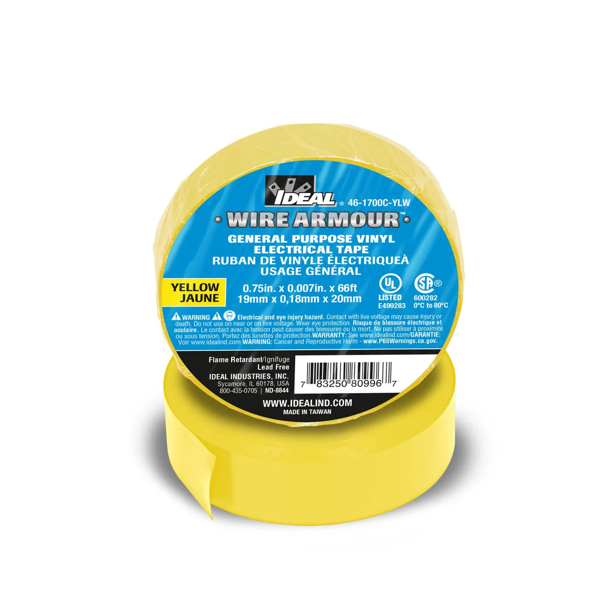 Ideal 46-1700C-YLW 3/4X66'X 7MIL GP Tape Yellow