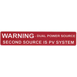 HellermannTyton 596-00231 Solar Label, WARNING DUAL POWER SOURCE SYSTEM, 4.125 x .75