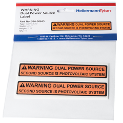 HellermannTyton 596-00231 Solar Label, WARNING DUAL POWER SOURCE SYSTEM, 4.125 x .75