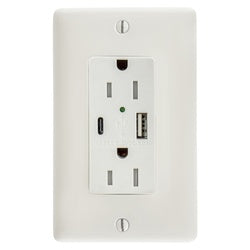 Hubbell USB15AC5W USB Charger Receptacle 15A 125V