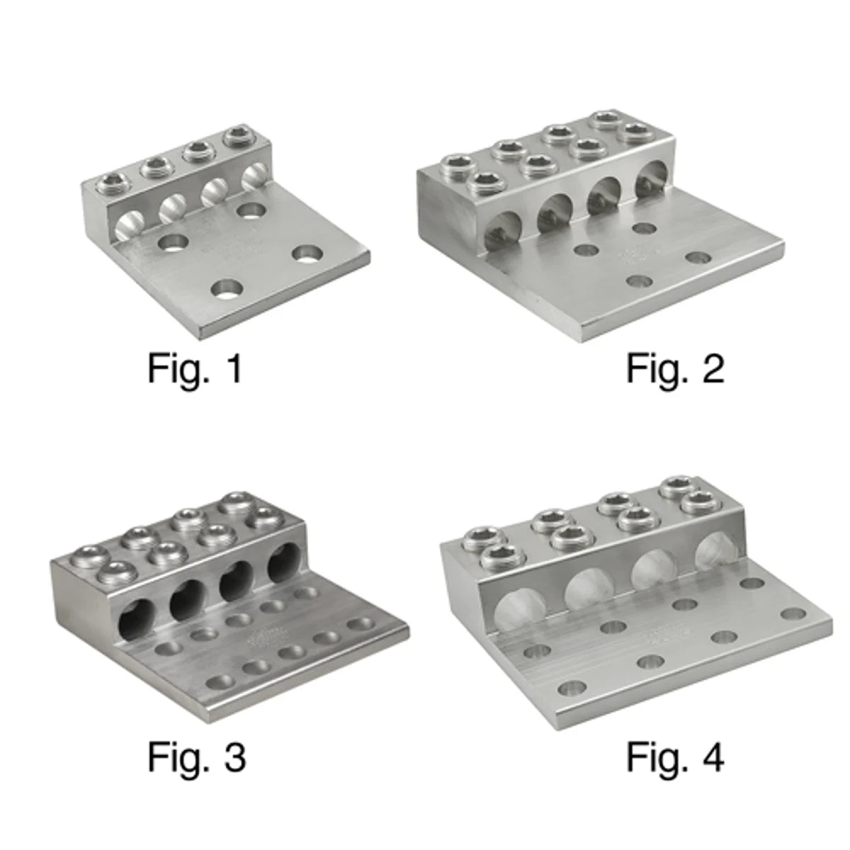 ILSCO T4A4-350N Aluminum Mechanical Lug Conductor Range 350-6 4 Ports 4 Holes 1/2in Bolt Size