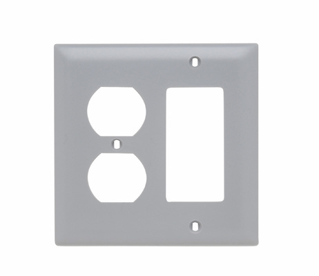 Pass & Seymour TP826GRY 2Gang Wall Plate, Decorator / Duplex Receptacle, Nylon, Standard - Gray