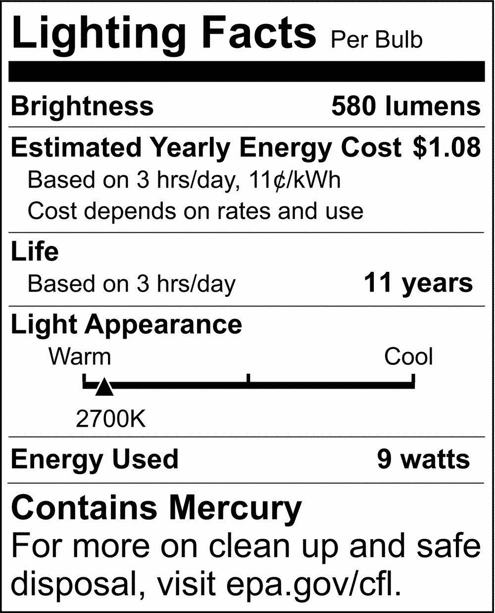 SATCO S8306 9W T4 Compact Fluorescent Light Bulb with G23 Base