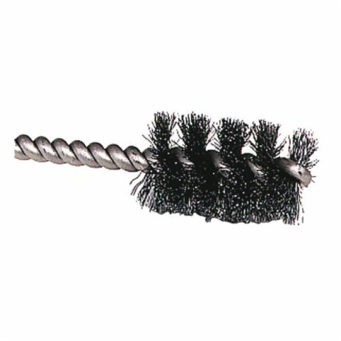 Weiler 21081 Round Wire Power Tube Brush, 1/4 in Dia x 1 in L, Stainless Steel Fill