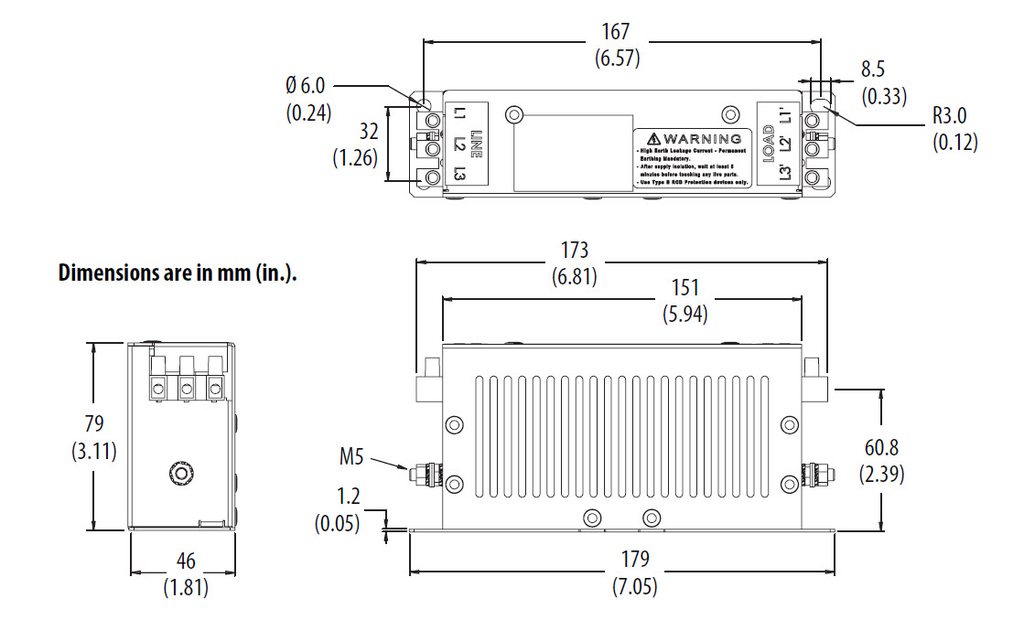 Allen-Bradley 2198-DB08-F 480 VAC 3-Phase 7.5 Amp Servo Drive AC Line Filter