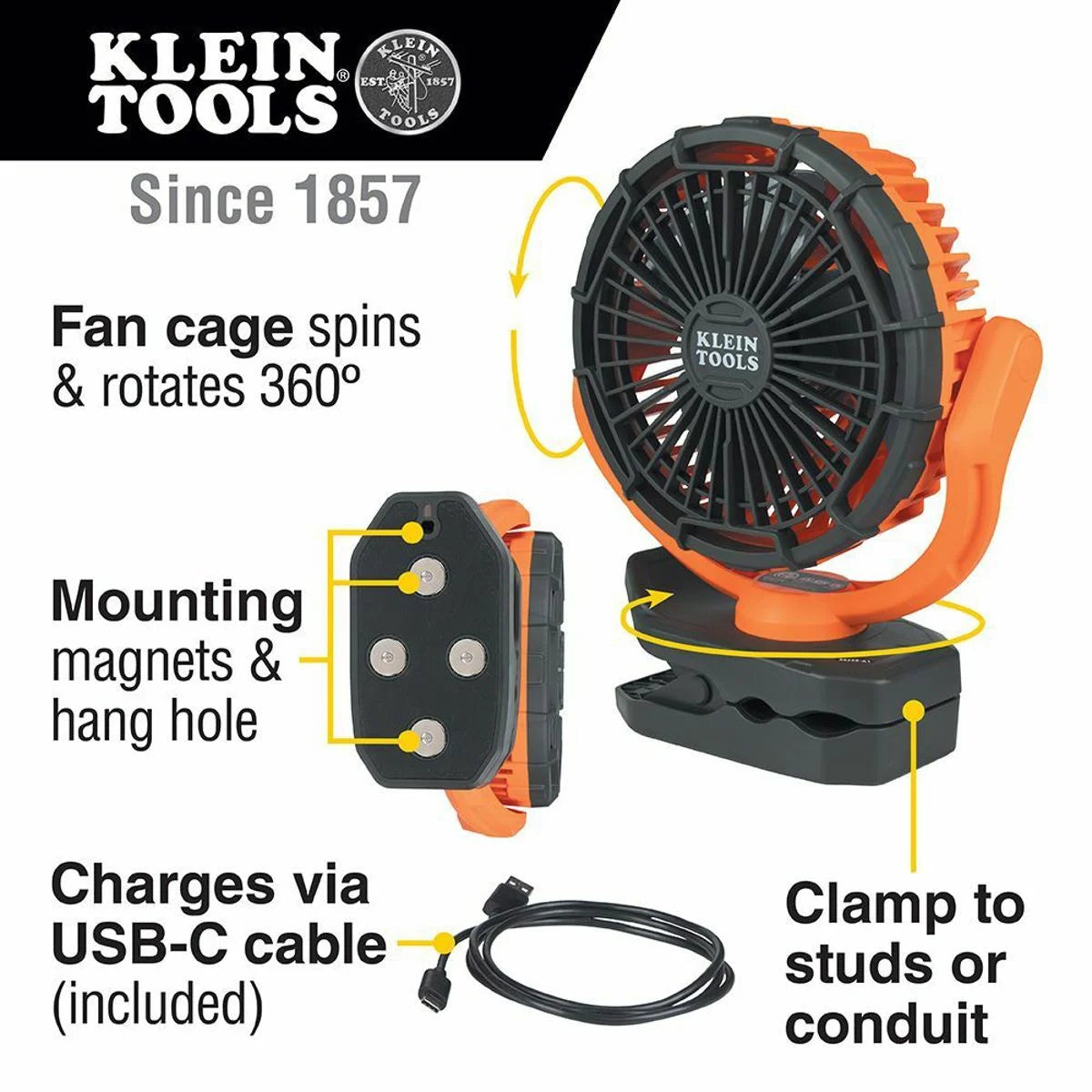 Klein Tools PJSFM2 Rechargeable Clamping Fan