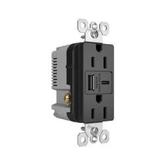 Legrand R26USBAC6BK P&S R26USBAC6BK RAD A/C FAST CHARGE USB + DUP 15A