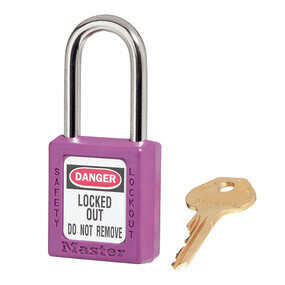 Master Lock 410PRP Zenex Lockout Padlock, Keyed Different, 1-1/2 in Shackle, Purple