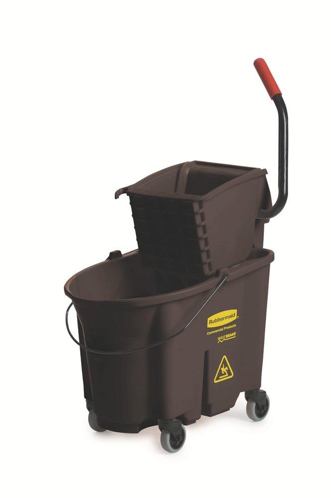 Rubbermaid FG758088BRN WaveBrake Combo Side Press Bucket in Brown