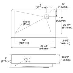 Elkay ECTRUF30179RC Crosstown 35-7/8 x 20-1/4 in. Stainless Steel Single Bowl Farmhouse Kitchen Sink Kit