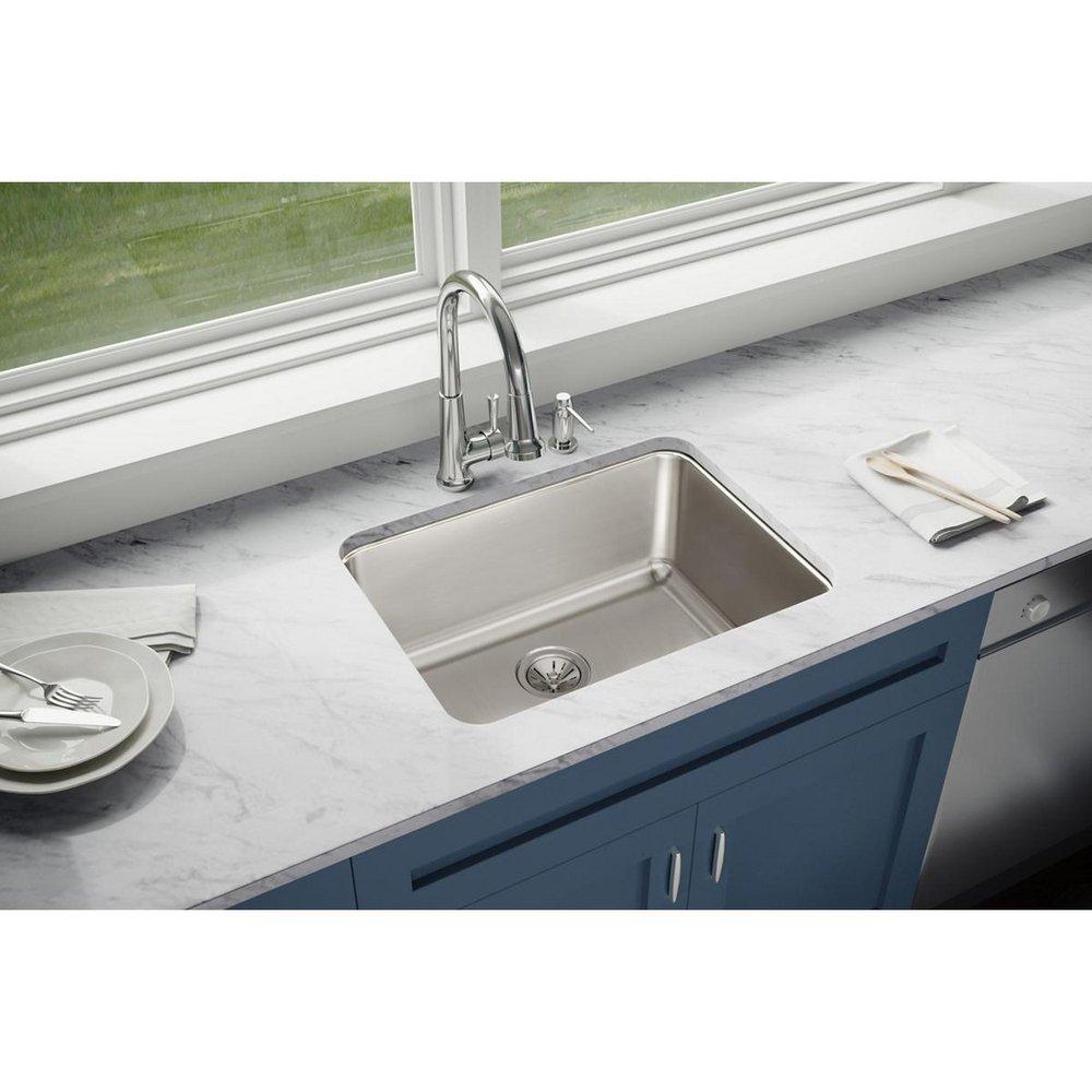 Elkay ELUH231710 Lustertone Classic Stainless Steel Single Bowl Undermount Kitchen Sink