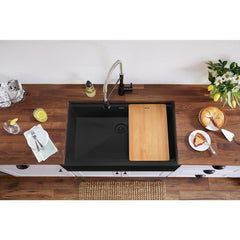 Elkay ELXUFP362010CA0 Quartz Luxe 35-7/8 x 21-9/16 in. Composite Single Bowl Farmhouse Sink in Caviar