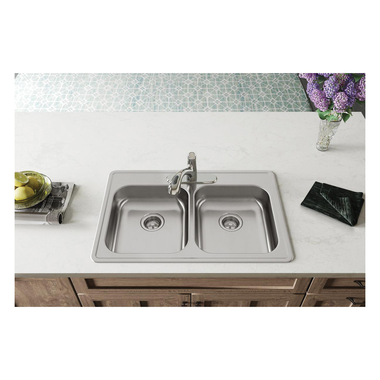 Elkay GE233223 Dayton Kitchen Sink, Satin, 33 in L x 22 in W x 5-3/8 in H