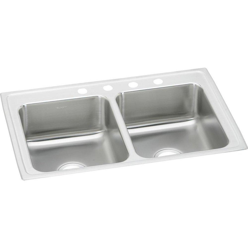 Elkay LRAD2918653 Lustertone 29 x 18 in. 3 Hole Stainless Steel Double Bowl Drop-in Sink