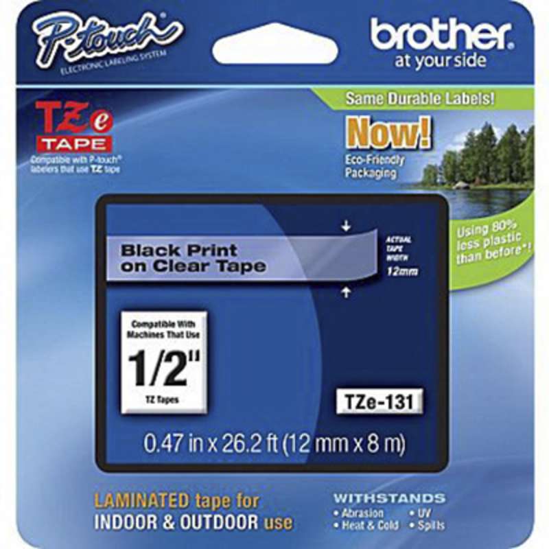 Brother TZE131 Black on Clear Laminated Tape 12mm