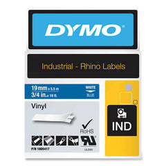 DYMO 1805417 Rhino Blue Vinyl Tape, 19mm, white Text