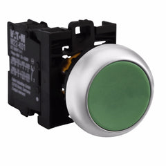 Eaton M22-D-G-K11-P 22.5 mm 1NO 1NC Momentary Green IP67/IP69K Flush Non-Illuminated Push Button