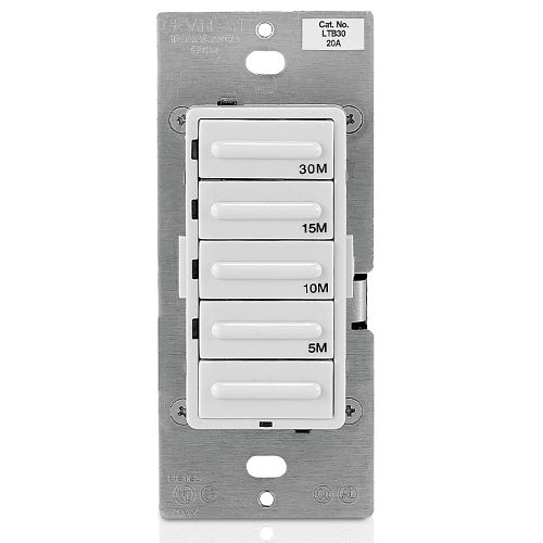 Leviton LTB30-1LZ Decora Countdown Timer Switch 120 Volt 20 Amp 1800 Watt