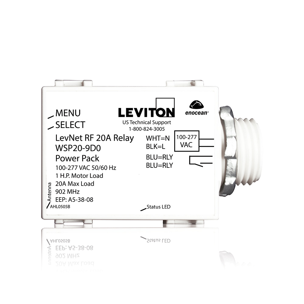 Leviton WSP20-9D0 Relay Power Pack Switching Wireless 120/277 VAC 20 Amp