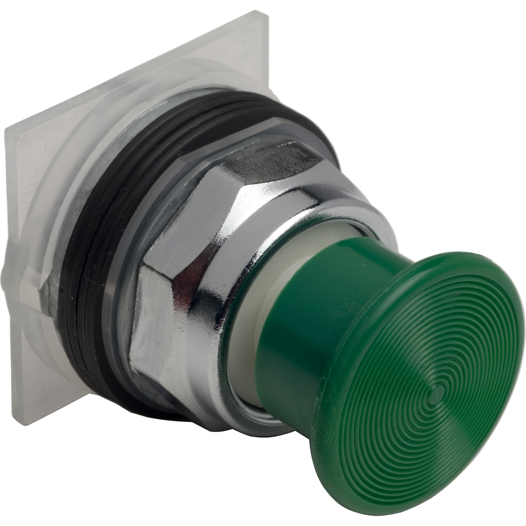 Schneider Electric 9001KR24G Square D 30 mm Green Body Metal Bezel Momentary Mushroom Round Non-Illuminated Push Button Operator