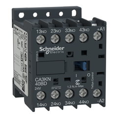 Schneider Electric CA3KN40BD Square D CA3KN40BD 240 VDC 24 VDC 10 Amp 3 W 4-Pole 4NO IP2X IEC Control Relay