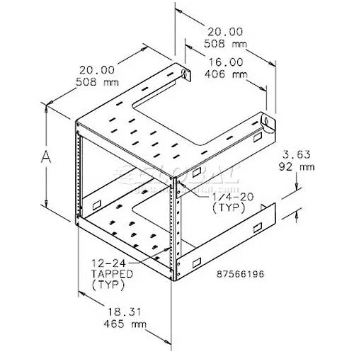 Hoffman E19FWM20U20 Fixed Wall-Mount Rack 19in 20U Steel/Black