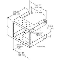 Hoffman E19FWM20U20 Fixed Wall-Mount Rack 19in 20U Steel/Black