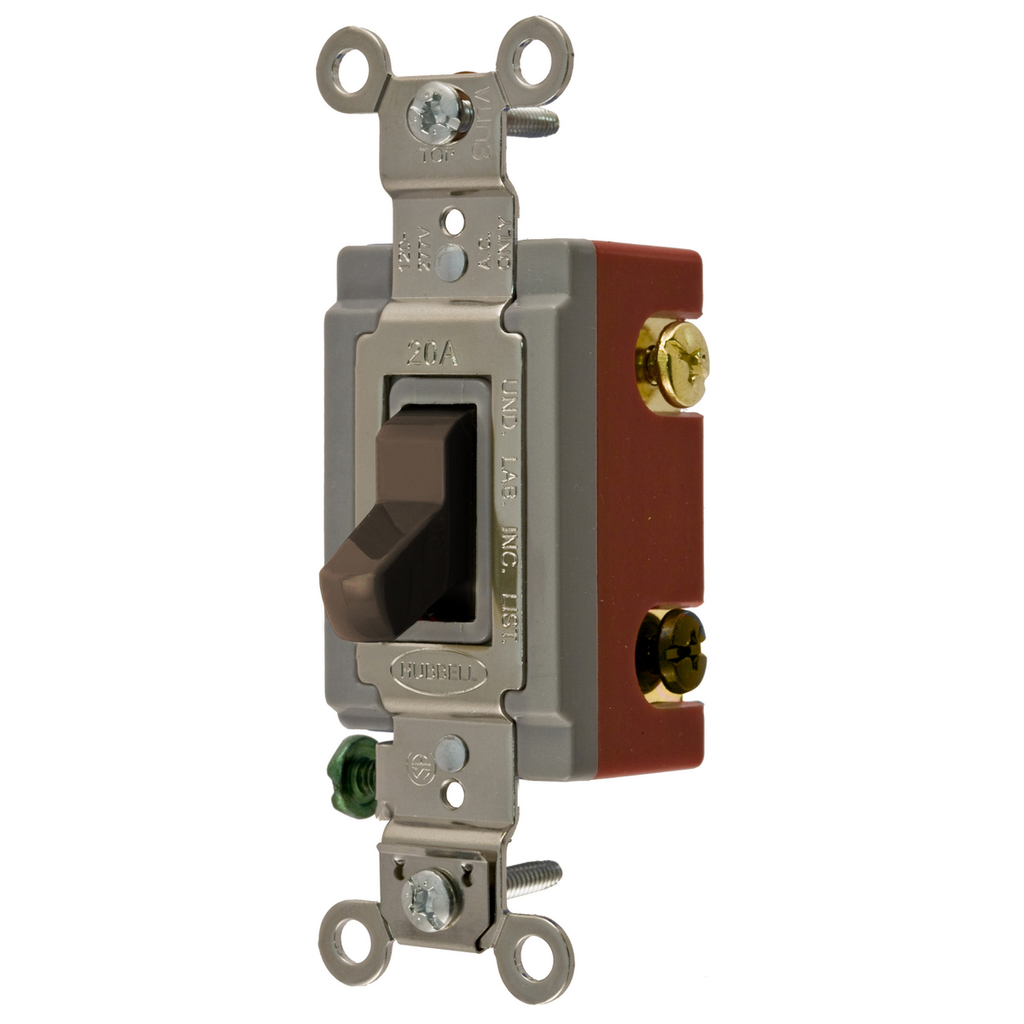 Hubbell HBL1223 20 Amp 120/277 VAC 3-Way Brown Toggle Switch