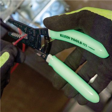 Klein Tools 11055GLW High-Visibility Klein-Kurve Wire Stripper / Cutter, 10 to 18 AWG, Glow in the Dark