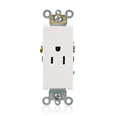 Leviton 16241-W Decora Plus Single Receptacle 15 Amp 125 Volt NEMA 5-15R