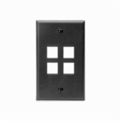 Leviton 41080-4EP Single Gang QuickPort Wall Plate, 4-Port, Black