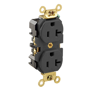 Leviton 5362-E 125 Volt 20 Amp 2-Pole 3-Wire NEMA 5-20R Black Thermoplastic Nylon Straight Blade Duplex Receptacle